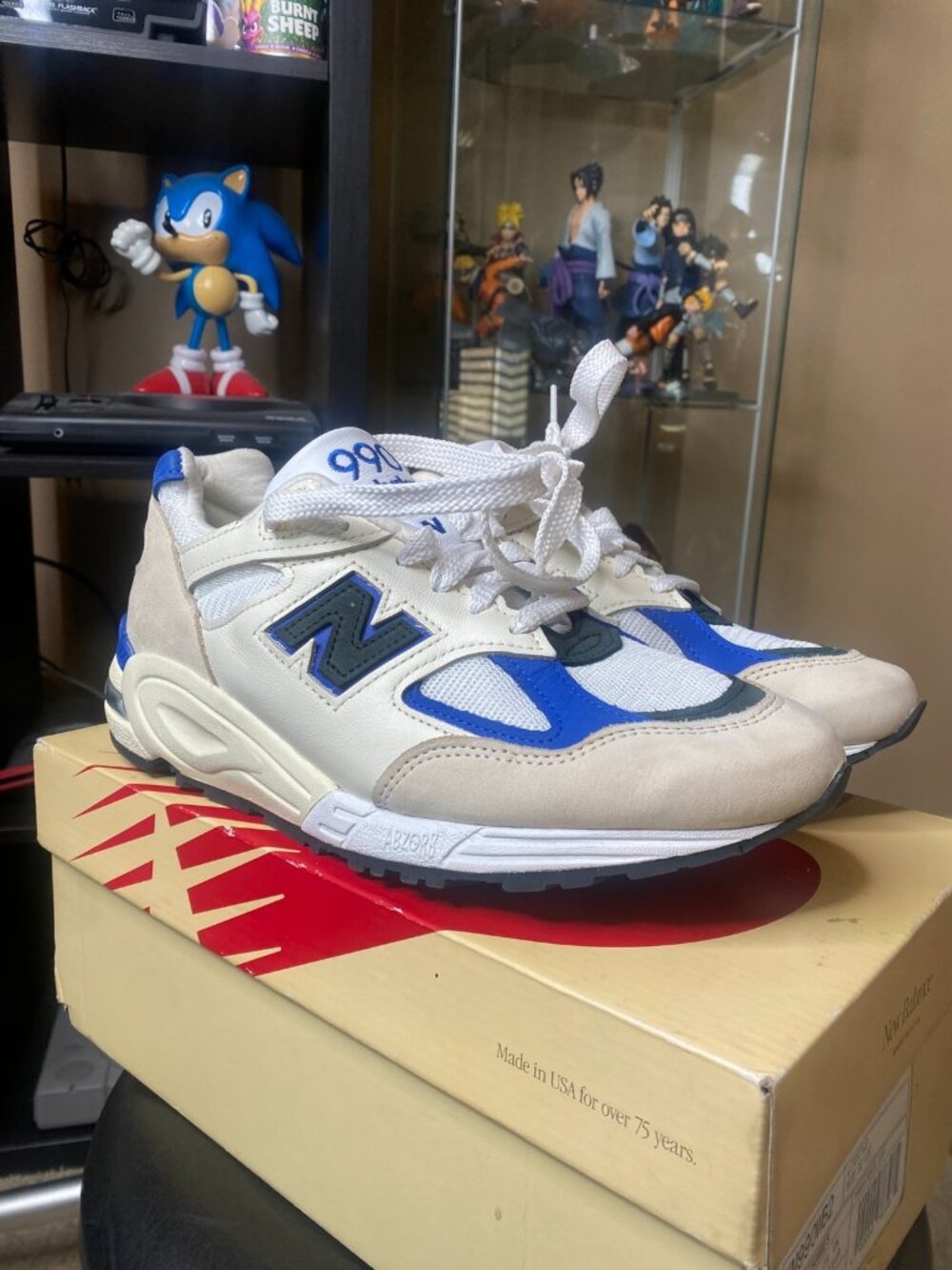 Size 8 - Teddy Santis x New Balance 990v2 Made in USA White Blue